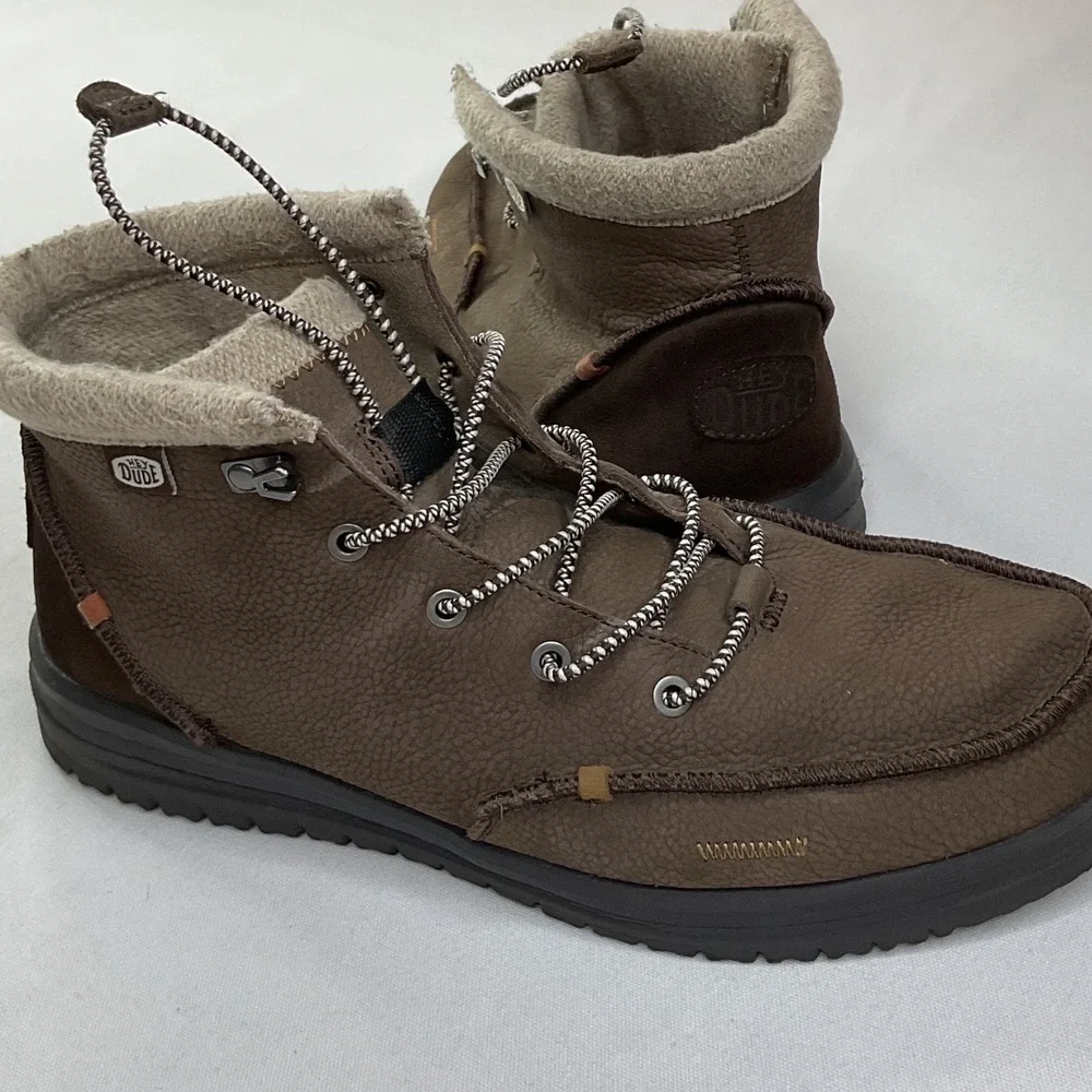 Hey Dude Bradley Boots Leather Brown Mens 13 Ankle Chukka Moc Toe 40189-255